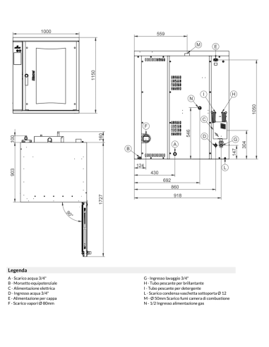 Gas oven - N.10 x cm 40x60/66x46 - cm 100x 99x...