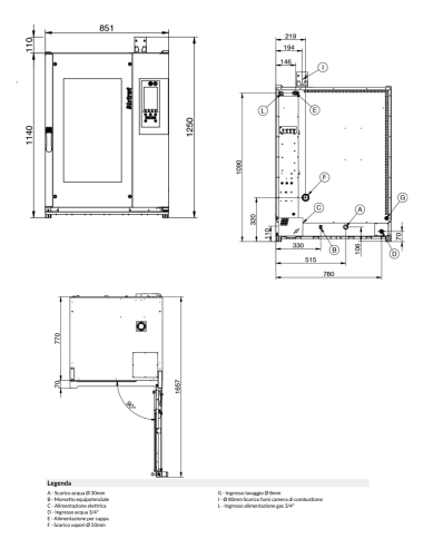 Touch gas oven - N. 10 x cm 40 x 60/46x66 - cm...