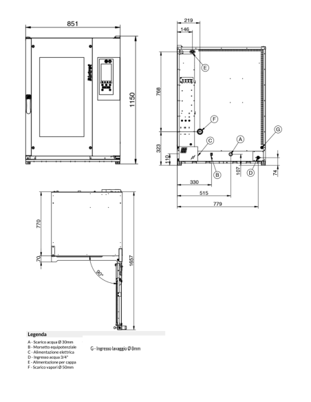 Electric oven touch - N. 10 x cm 40 x 60/46x66 - cm 85 x 93 x 115 h