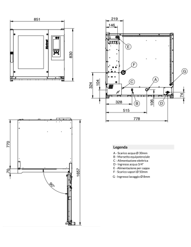 Electric oven touch - N.6 x cm 40 x 60/46x66 -...