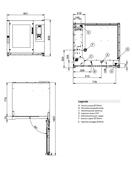 Forno elettrico touch - N.6 x cm 40 x 60/46x66 - cm 85 x 93 x 83h
