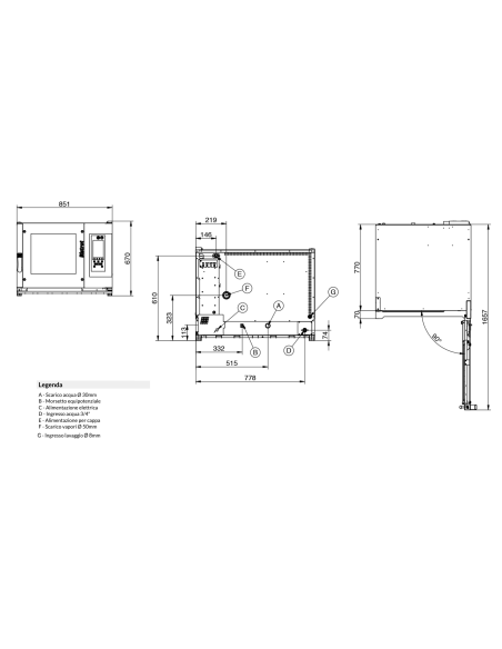 Electric oven touch - N. 4 x cm 40 x 60/46x66 - cm 85 x 93 x 67h