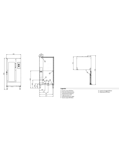 Forno elettrico - N.20 x GN 1/1 - cm 85 x 96.5 x 186 h
