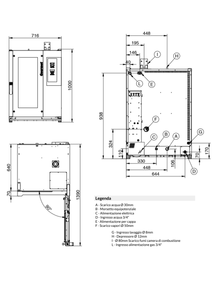 Forno gas - N.10 x GN 1/1 - cm 71.5 x 80 x 111h