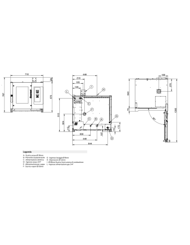 Horno de gas - N.5 x GN 1/1 - cm 71.5 x 80 x 78h