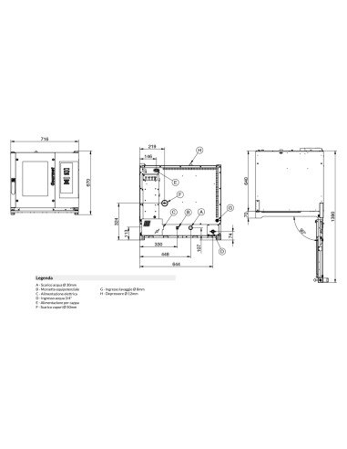 Forno elettrico - N.5 x GN 1/1 - cm 71.5 x 80 x...