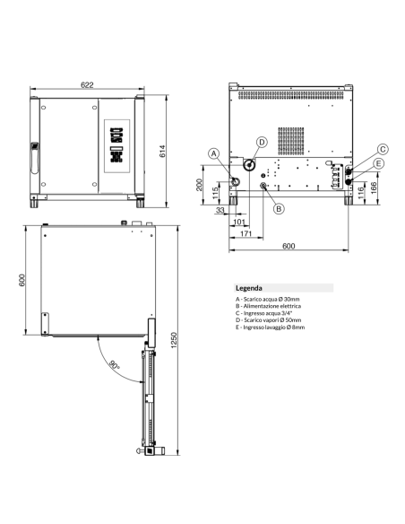 Horno eléctrico - N.5 x GN2/3 - cm 62 x 75 x 61.4h