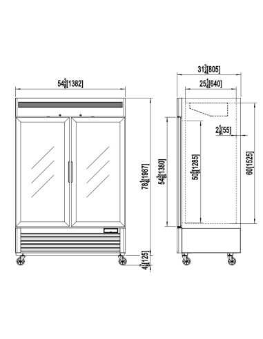 Refrigerator cabinet with glass doors 1335...