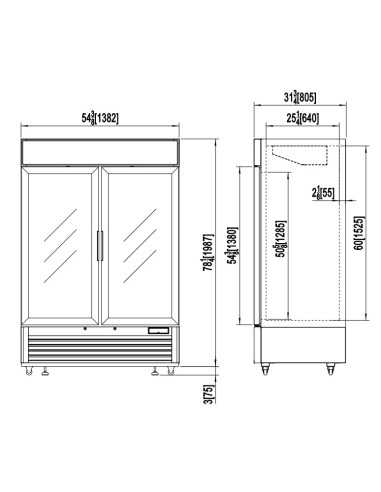 Refrigerator cabinet glass door 1320 liters -...