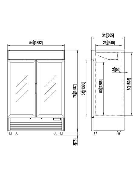 Armario frigorifico con puerta de cristal 1320 litros - Tropicalizado