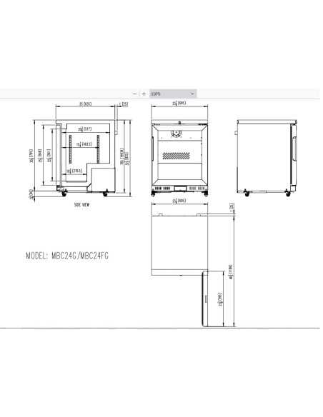 Refrigerator display case glass door 105 liters - cm 60.5 x 63.5 x 82.5 h