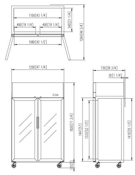 Freezer cabinet glass door 900 liters - cm 120 x 73 x 194.5 h