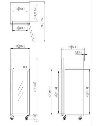 Armario congelador con puerta de cristal 410 litros - cm 60 x 73 x 194,5 h