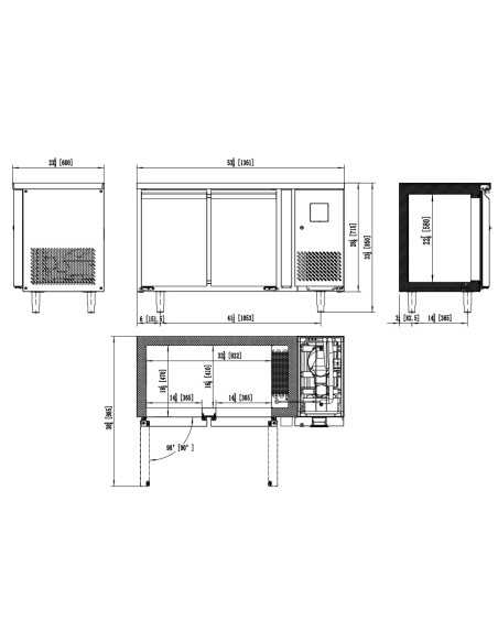 Tavolo refrigerato 2 porte - Tropicalizzato - cm 136 x 60 x 85 h
