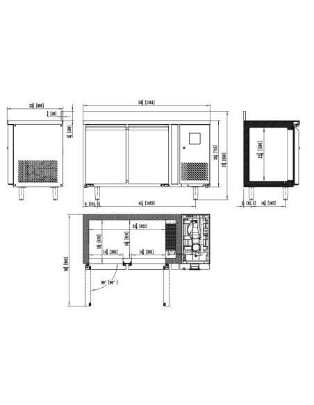 Refrigerated table 2 doors - Backsplash - Tropicalized - cm 136 x 60 x 85 h