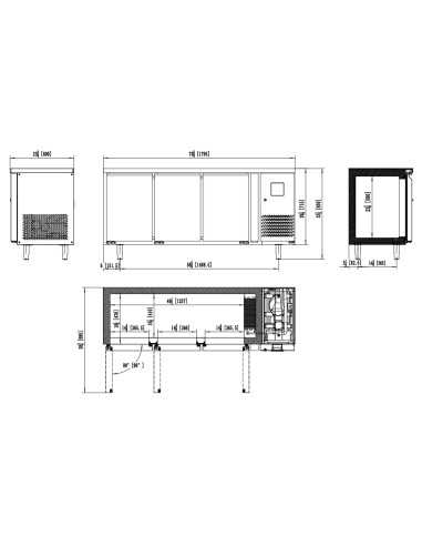 Refrigerated table with 3 doors - Tropicalized - cm 179.5 x 60 x 85 h