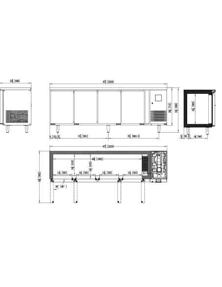Tavolo refrigerato 4 porte - Tropicalizzato - cm 223 x 60 x 85 h Tavolo refrigerato 4 porte - Tropicalizzato - cm 223 x 60 x 85 h