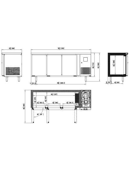 Freezer table with 3 doors - Tropicalized - cm 179.5 x 60 x 85 h Freezer table with 3 doors - Tropicalized - cm 179.5 x 60 x 85 h