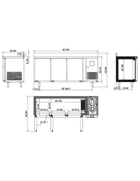 Tavolo congelatore con 3 porte - Alzatina - cm 179.5 x 60 x 85 h Tavolo congelatore con 3 porte - Alzatina - cm 179.5 x 60 x 85 h