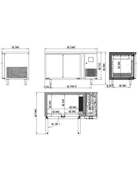 Mesa refrigerada 2 puertas - Tropicalizada - cm 136 x 70 x 85 h