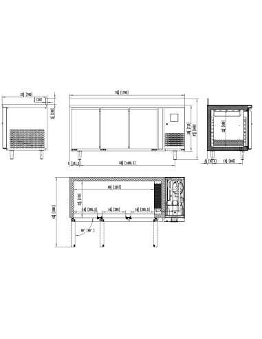 Mesa refrigerada 3 puertas - Upstand -...