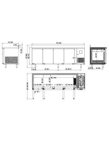 Tavolo refrigerato a 4 porte - Alzatina -...