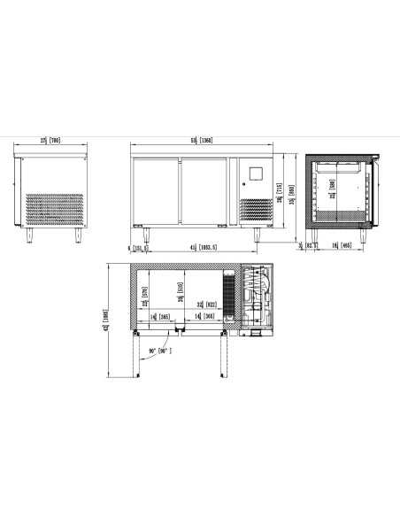 Tavolo congelatore 2 porte - Tropicalizzato - cm 136 x 70 x 85 h