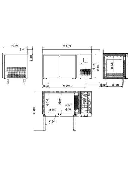 Mesa congelador 2 puertas - Upstand - Tropicalizado - cm 136 x 70 x 85 h Mesa congelador 2 puertas - Upstand - Tropicalizado - cm 136 x 70 x 85 h