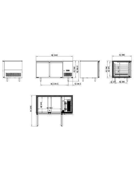 Mesa refrigerada 2 puertas - Tropicalizada - cm 151 x 80 x 85h