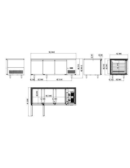 Mesa refrigerada 3 puertas - Tropicalizada - cm 210 x 80 x 85 h Mesa refrigerada 3 puertas - Tropicalizada - cm 210 x 80 x 85 h