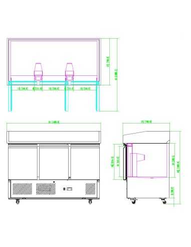 Banco pizza 3 porte - cm 136.5 x 70 x 100 h
