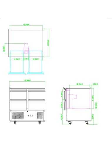 Saladette refrigerada con 4 cajones - cm 90 x 70 x 94,3 h