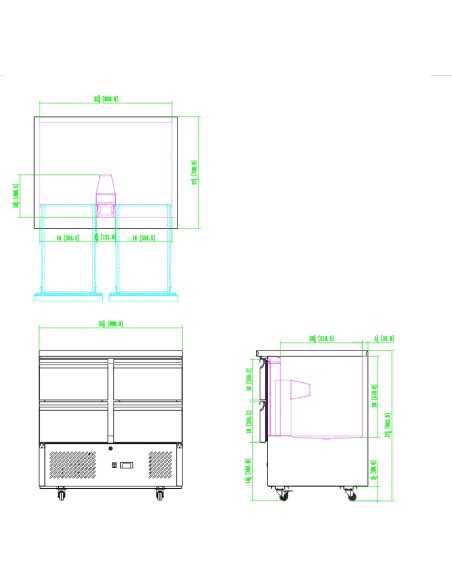 Saladette refrigerada con 4 cajones - cm 90 x 70 x 94,3 h