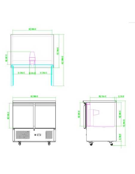 Saladette refrigerata con 2 porte - cm 90 x 70 x 94.3 h Saladette refrigerata con 2 porte - cm 90 x 70 x 94.3 h