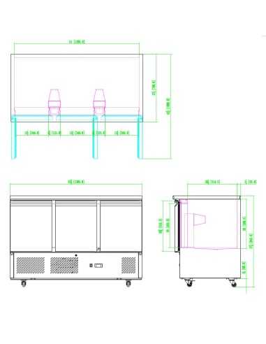 Saladette refrigerata con 3 porte - cm 136.5 x 70 x 94.3h