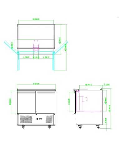 Pizza counter with 2 doors - cm 90 x 70 x 95 h