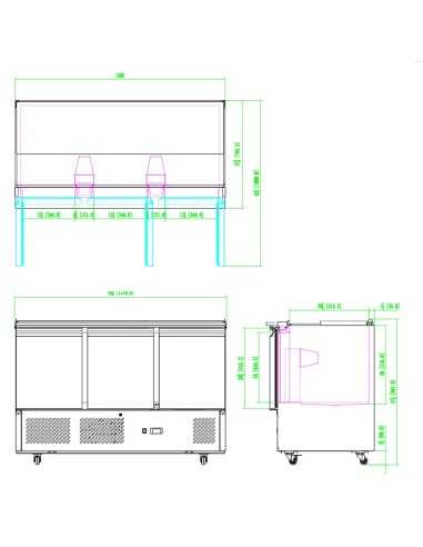 Pizza counter 3 door - cm 136.5 x 70 x 95 h