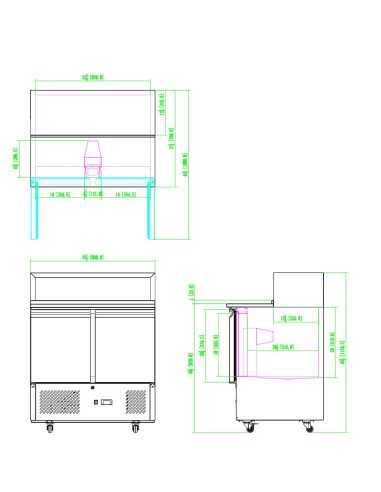 Banco pizza 2 porte - Porta ingredienti - cm 90 x 70 x 115.7 h