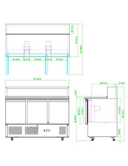 Pizza counter 3 door - Ingredient holder - cm 135.6 x 70 x 115.7 h Pizza counter 3 door - Ingredient holder - cm 135.6 x 70 x 115.7 h