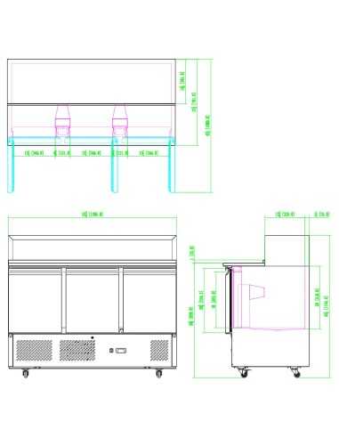 Banco pizza 3 porte - Vetrina - cm 135.6 x 70 x 115.7 h