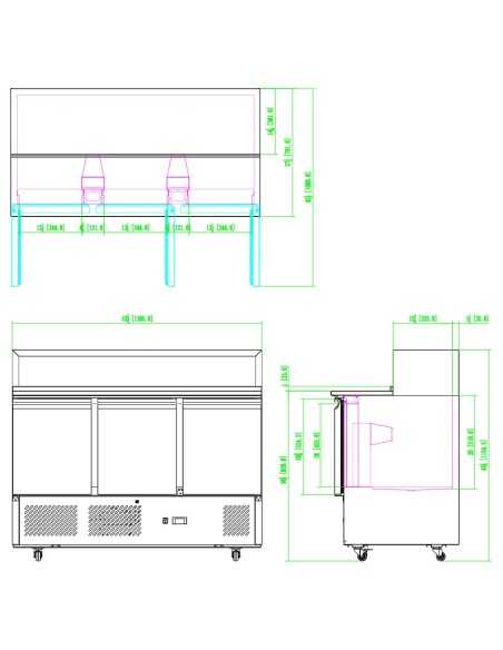 Mostrador para pizza de 3 puertas - Vitrina - cm 135,6 x 70 x 115,7 h Mostrador para pizza de 3 puertas - Vitrina - cm 135,6 x 70 x 115,7 h