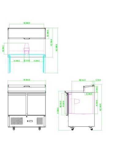 Mostrador para pizza de 2 puertas - Porta ingredientes - cm 90 x 70 x 110,5 h