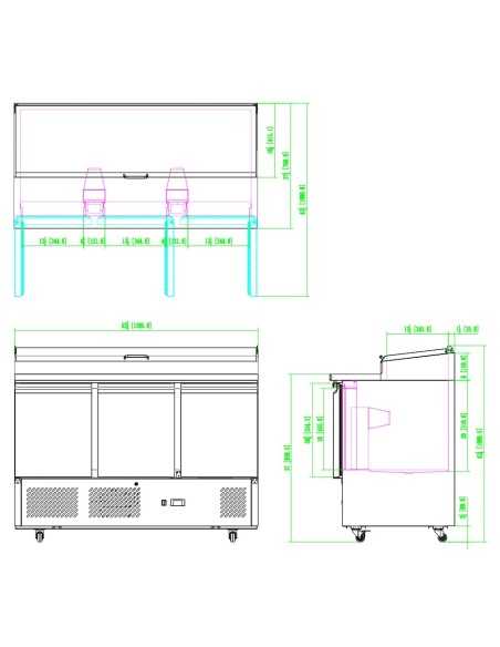 Banco pizza 3 porte - Porta ingredienti - cm 138 x 70 x 110.5 h Banco pizza 3 porte - Porta ingredienti - cm 138 x 70 x 110.5 h