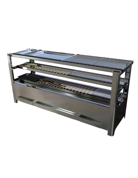 Parrilla de carbón ideal para cocinar brochetas y asados - cm 140 x 41,5 x 65 h