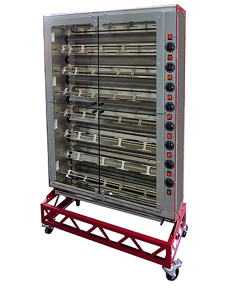 Asador vertical eléctrico - N. 48 pollos - N. 8 varillas - cm 112,1 x 39,1 x 155,6 h