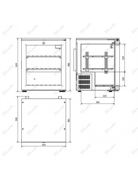 Armario refrigerado con Capacidad litros 63 de cm 51 x 52,8 x 61,4 h