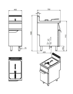 Friggitrice a gas con capacità 16 litri - cm 40 x 70 x 108.5h 2