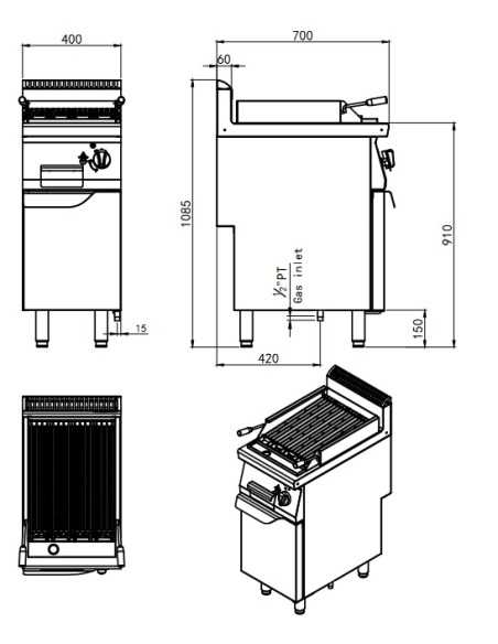 Lava stone grill - cm 40 x 70 x 108.5 h Lava stone grill - cm 40 x 70 x 108.5 h