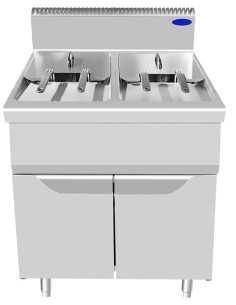 Friggitrice a gas con due vasche 21 + 21 litri - cm 80 x 90 x 114h