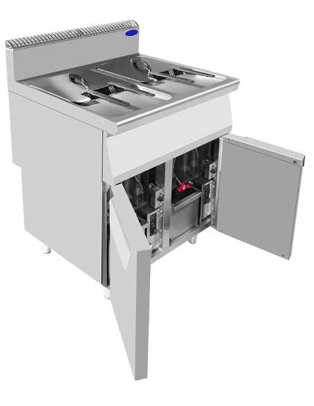 Friggitrice a gas con due vasche 21 + 21 litri - cm 80 x 90 x 114h Friggitrice a gas con due vasche 21 + 21 litri - cm 80 x 90 x 114h